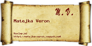 Matejka Veron névjegykártya
